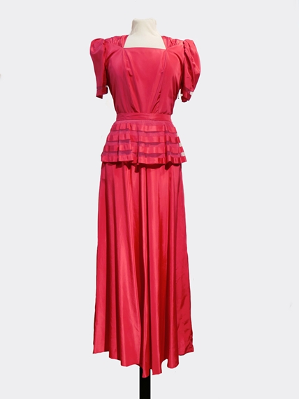 40s Fuchsia Satin Gown